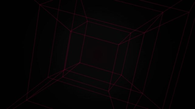 Abstract looping wireframe tunnel creates a hypnotic geometric perspective in deep space