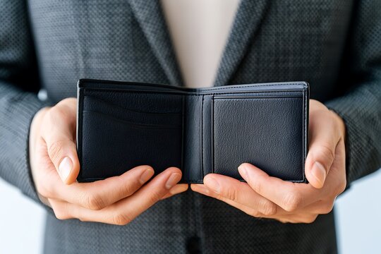 Bankruptcy - Business Person holding an empty wallet