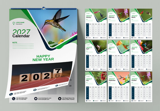 2027 Happy New Year Calender Layout