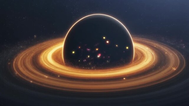 Black Hole with Glowing Accretion Disk in Deep Space