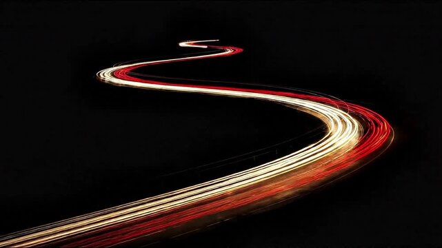 Video: time-lapse of a highway with a black background and vehicle headlights 