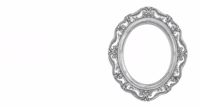 ornate vintage silver picture frame intricate detailing oval shape perfect showcasing cherished memories isolate on white background - Ornate vintage silver picture frame with concept visual.