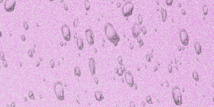 Purple water drops on textured glass surface, lavender liquid droplets background, abstract rain moisture on violet grainy backdrop