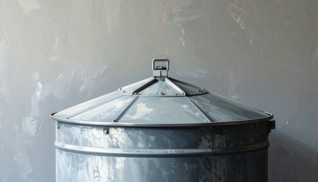 Large metal industrial storage tank with domed lid.