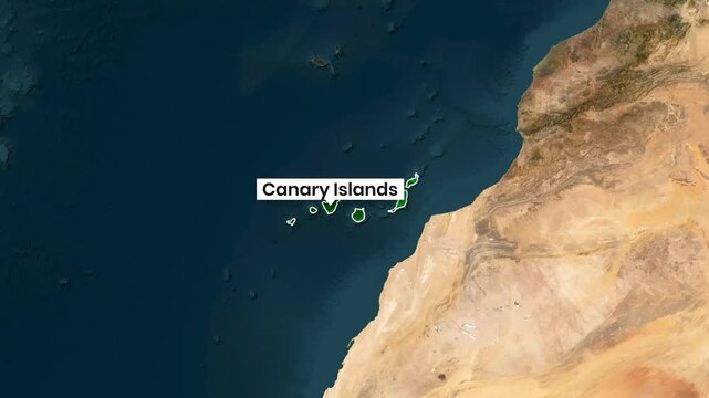 Spain Country Map Animation Showing the Canary Islands Location