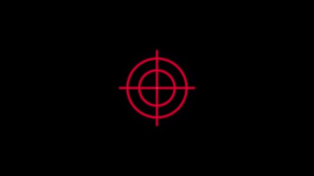 Vibrant red neonstyle target crosshair graphic for precision aiming and strategic digital interface design concept