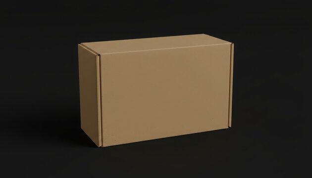Brown cardboard box sits on a solid dark background.