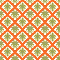 Vintage Orange Floral Seamless Vector Pattern for Textile, Wallpaper, Fabric, and Decorative Backdrop Design © Linda Kumakura