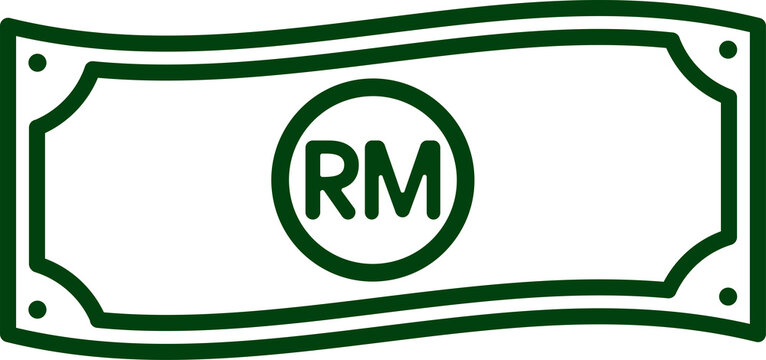Wavy Malaysian Ringgit Banknote Line Illustration