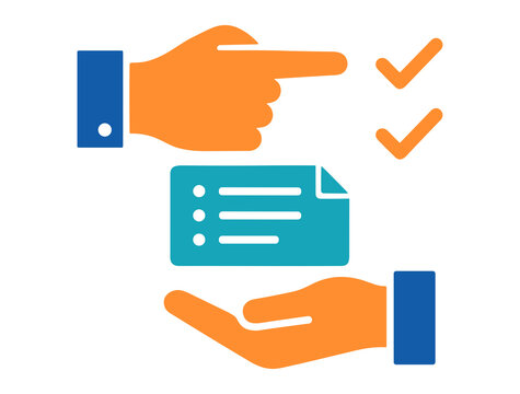 Business Task Approval and Completion Icon with Checklist