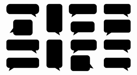 Naklejka premium Set of blank black speech bubble silhouettes and text message chat icons vector illustration for app UI design