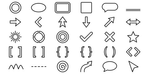 Fototapeta premium Geometric annotation symbols and highlight marks for modern UI, SaaS and professional presentations