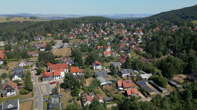 Jonsdorf village in Saxony, Germany, scenic village in the Zittau Mountains.