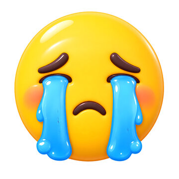 Crying emoji with blue tears for sadness, emotion, and messaging stickers.
