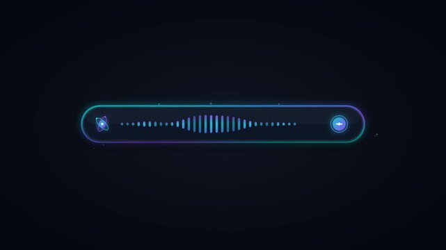 Futuristic dark mode AI voice assistant prompt bar with audio waveform