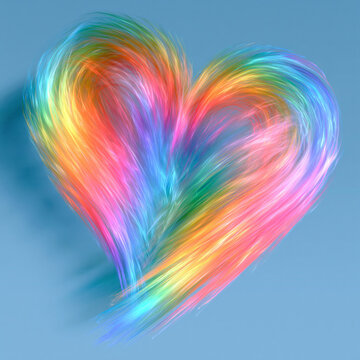 heart shape made of colored feathers