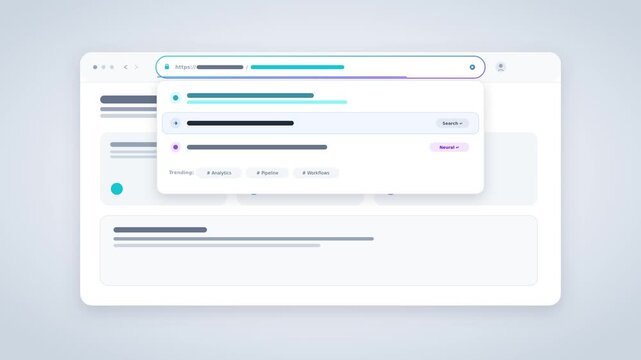 Smart AI browser URL omnibox with dropdown search suggestions