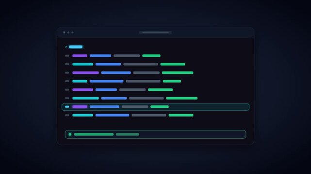 Dark terminal console with streaming syntax highlighted code