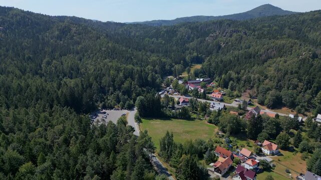 Jonsdorf village in Saxony, Germany, scenic village in the Zittau Mountains.