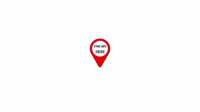  you are here sign icon mark location animation in 4K animation with alpha channel pointer pin on transparent  background marker and pointer icon Iocation indicator location map icon animated 