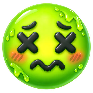 Sick emoji with X eyes for illness, nausea, and funny messages.
