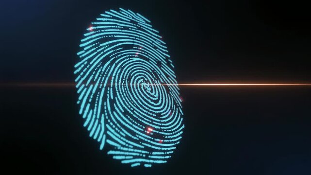 光の線でスキャンされる指紋認証
