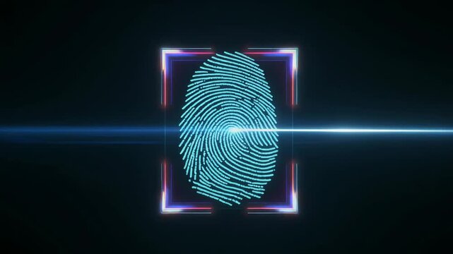 光の線でスキャンされる指紋認証