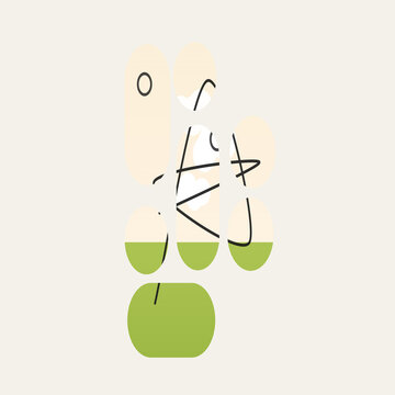Hand drawing simple plant growing from pot with water droplets