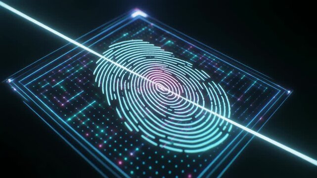 光の線でスキャンされる指紋認証
