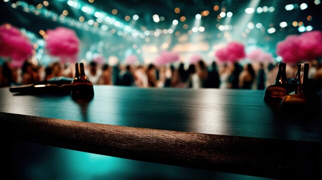 Elegant Night Party Scene with Glossy Table and Cinematic Ambient Lighting