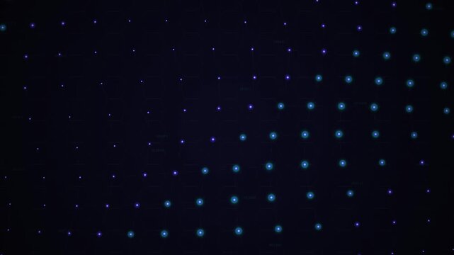 Abstract Digital Network Background with Glowing Nodes and Hexagonal Grid