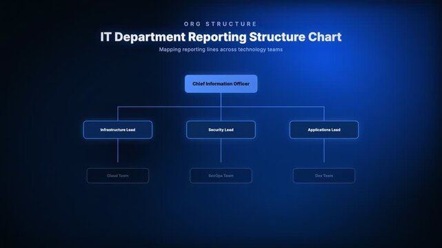 IT Department Reporting Structure Chart designed for corporate business presentations and organizational planning materials