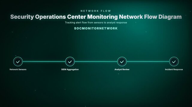 Security Operations Center Monitoring Network Flow Diagram, Tracking alert flow from sensors to analyst response