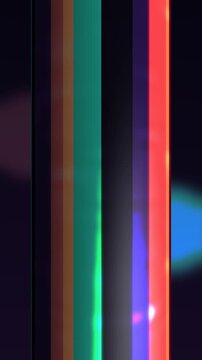 Abstract neon stripes on dark background. 2d animation