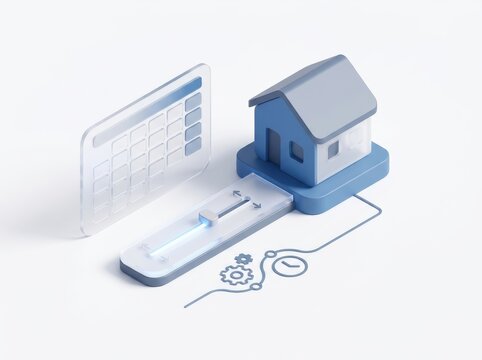 Mortgage Financing: Adjustable repayment schedule with house model and flexible calendar timeline 