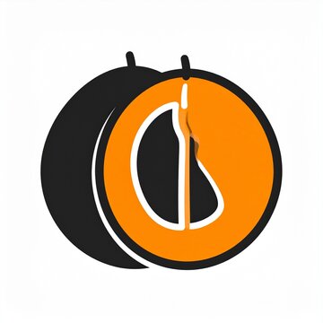 Minimalist Orange Slice Icon Design with Black Outline.