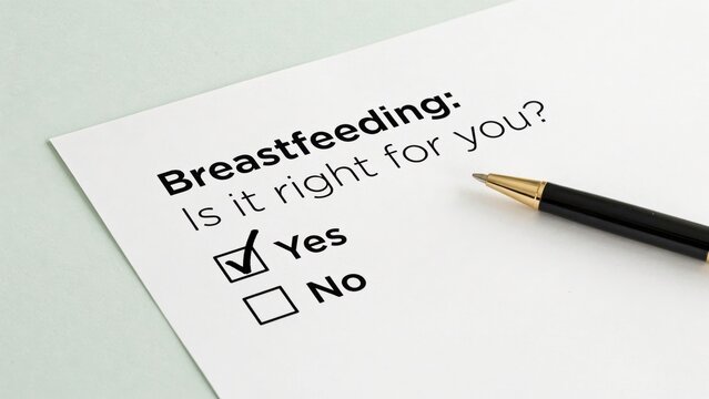 "Breastfeeding: Is it right for you?" questionnaire with "Yes" checked, isolated on white background