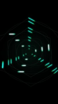 Neon teal lines on black background. 2d animation