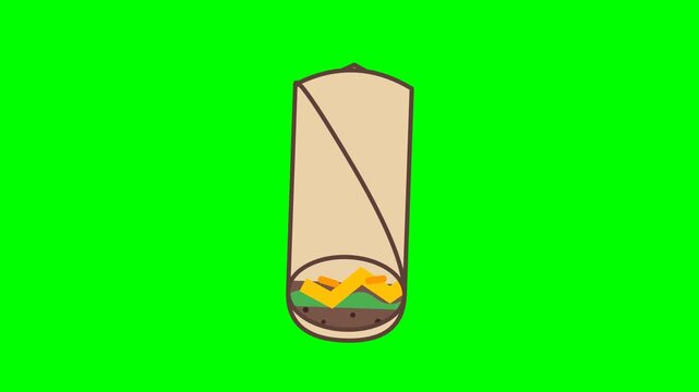Burrito icon illustrating wrapped meal process for Mexican food and casual dining