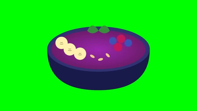 Acai bowl icon illustrating superfood bowl process for healthy breakfast and fresh meal