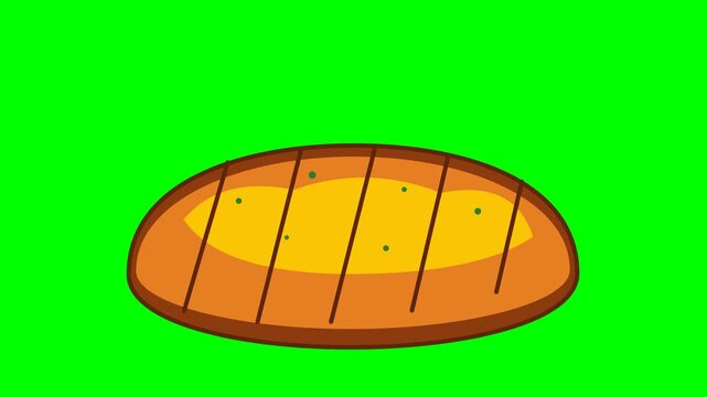 Garlic bread icon depicting toasted side process for savory bakery and Italian meal