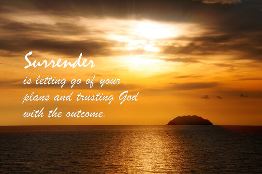 Surrender inspired sunset beach image representing surrender, reflection, hope, and peaceful spiritual connection.