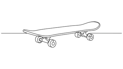 Continuous single line drawing of a skateboard extreme sports equipment concept © Sharmin