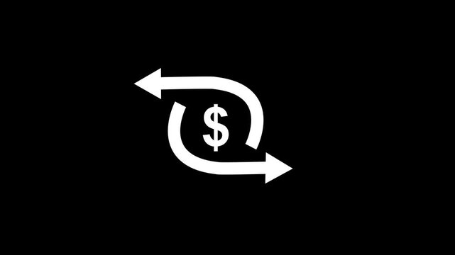 Dolar pop up icon animation on a black background,with 4k video animation.