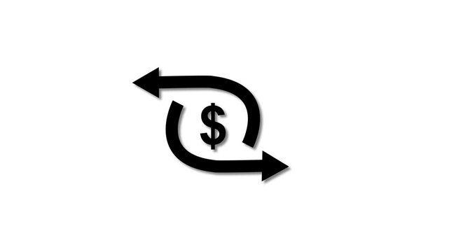Dolar pop up icon animation on a black background,with 4k video animation.