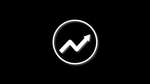 Minimalist growth arrow icon in a circle isolated on an alpha channel. Flat design upward momentum symbol for business success and financial profit element. Rising stock market trend performance.