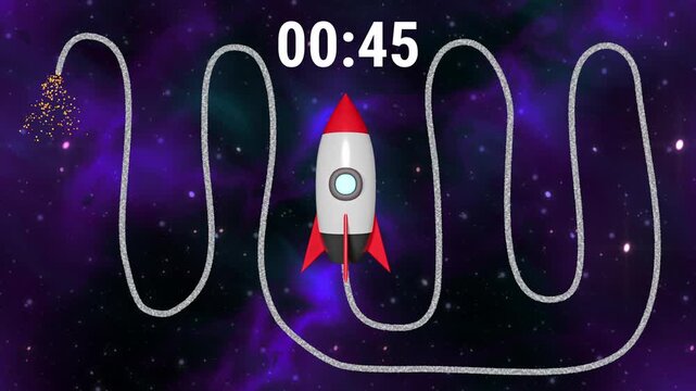 Rocket launch with fuse - Countdown 50 seconds with timer 50 to 0