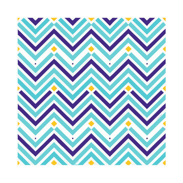 Chevron pattern with yellow diamonds and dots