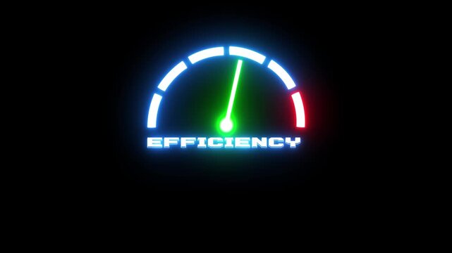 Neon Digital Gauge Visualizing High Operational Output, Better Resource Utilization, Faster Workflow and Improved Business Efficiency