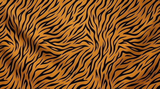 seamless tiger fur texture background with black stripes on orange fabric surface pattern for wildlife design vector illustration